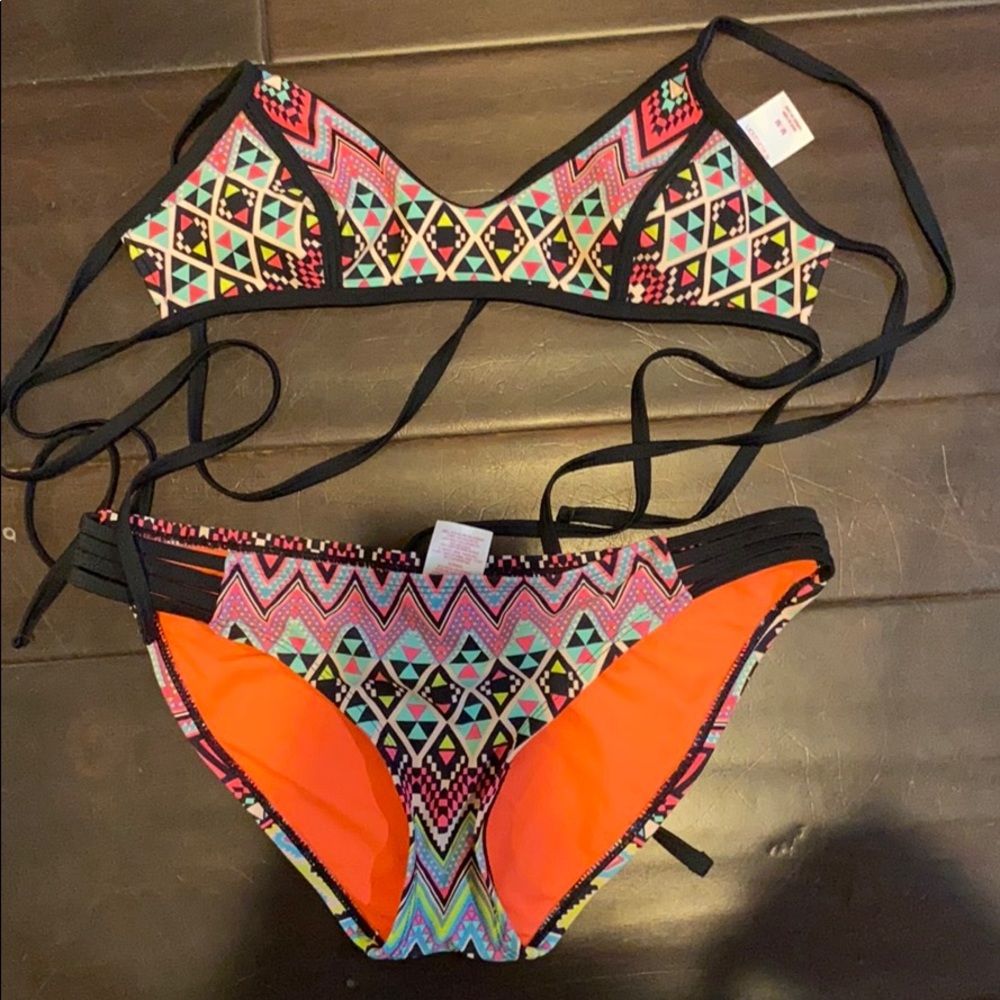 Two piece fun colored swim suit